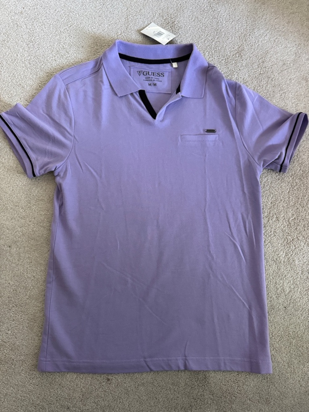 GUESS Men's Lavender Polo with Contrast Trim